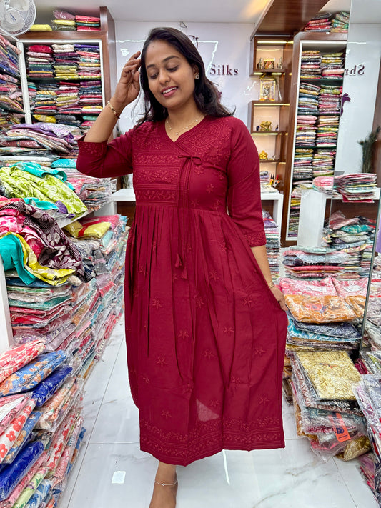 Chickenkari Kediya Cut MIDI Maroon