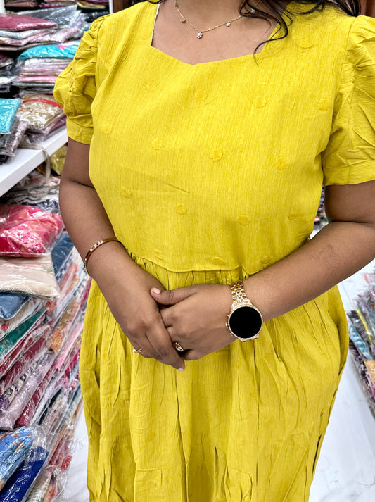 Wrinkle Puff Midi Yellow