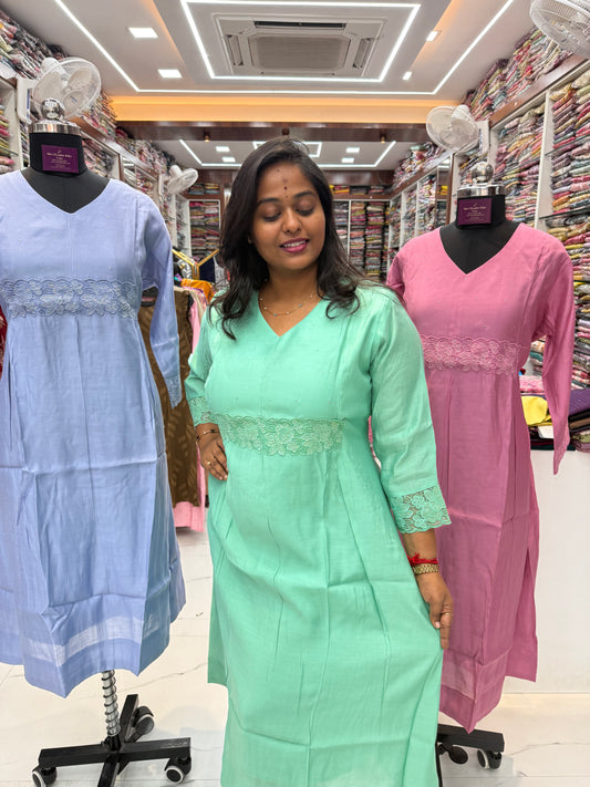 Chanderi Silk Aline Kurti - ALKT96
