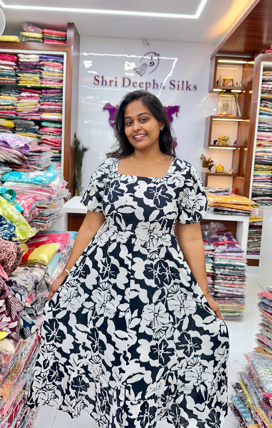 Jaipur Cotton Midi dress Black