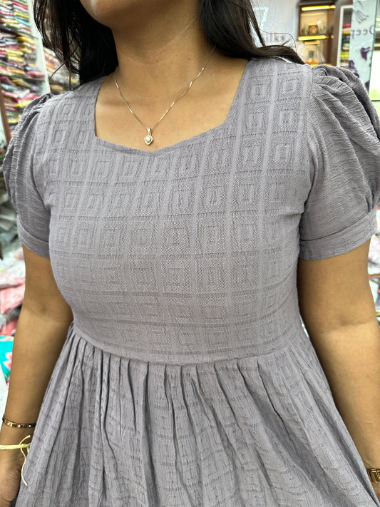 Square Pastel Lavender Cotton Puff Midi dress