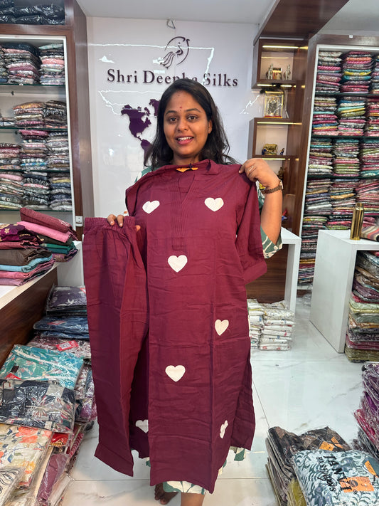 Classic Heart Maroon Co Ord Set - CHCS04