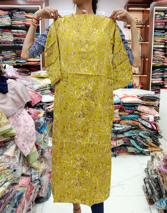 Spun Cotton Kurti - Mustard