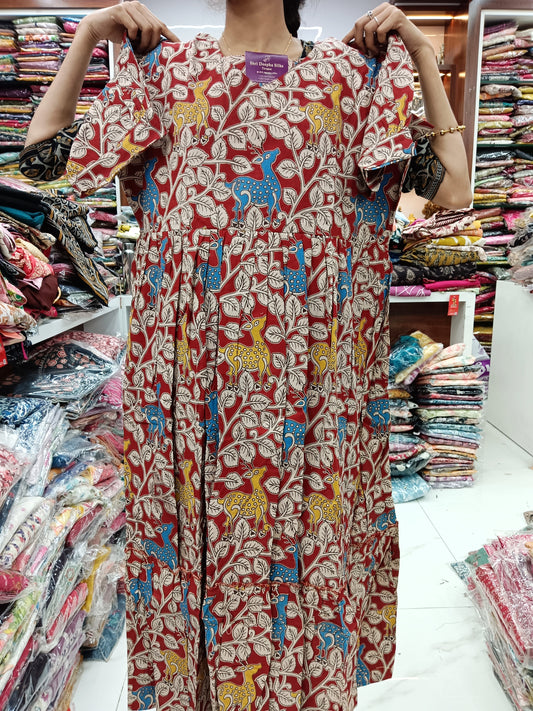 Kalamkari Cotton Puff Midi - YWKK15