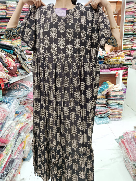 Kalamkari Cotton Puff Midi - YWKK16
