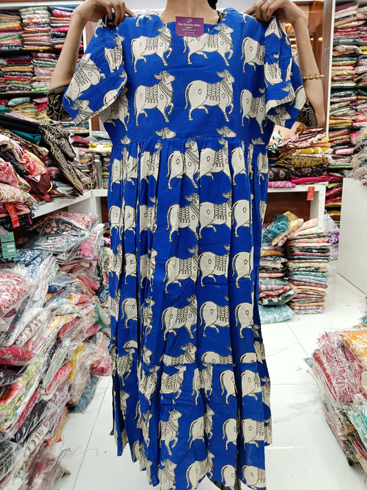 Kalamkari Cotton Puff Midi - YWKK12