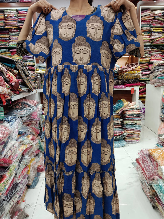 Kalamkari Cotton Puff Midi - YWKK11