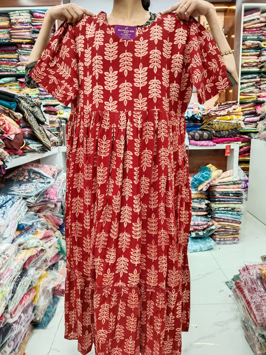Kalamkari Cotton Puff Midi - YWKK07