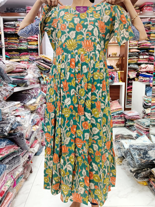 Kalamkari Cotton Puff Midi - YWKK19