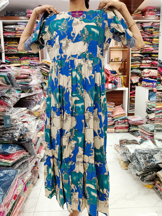 Kalamkari Cotton Puff Midi - YWKK17