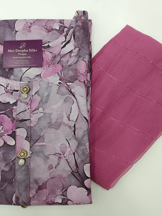 3 Pcs Linen Salwar Set