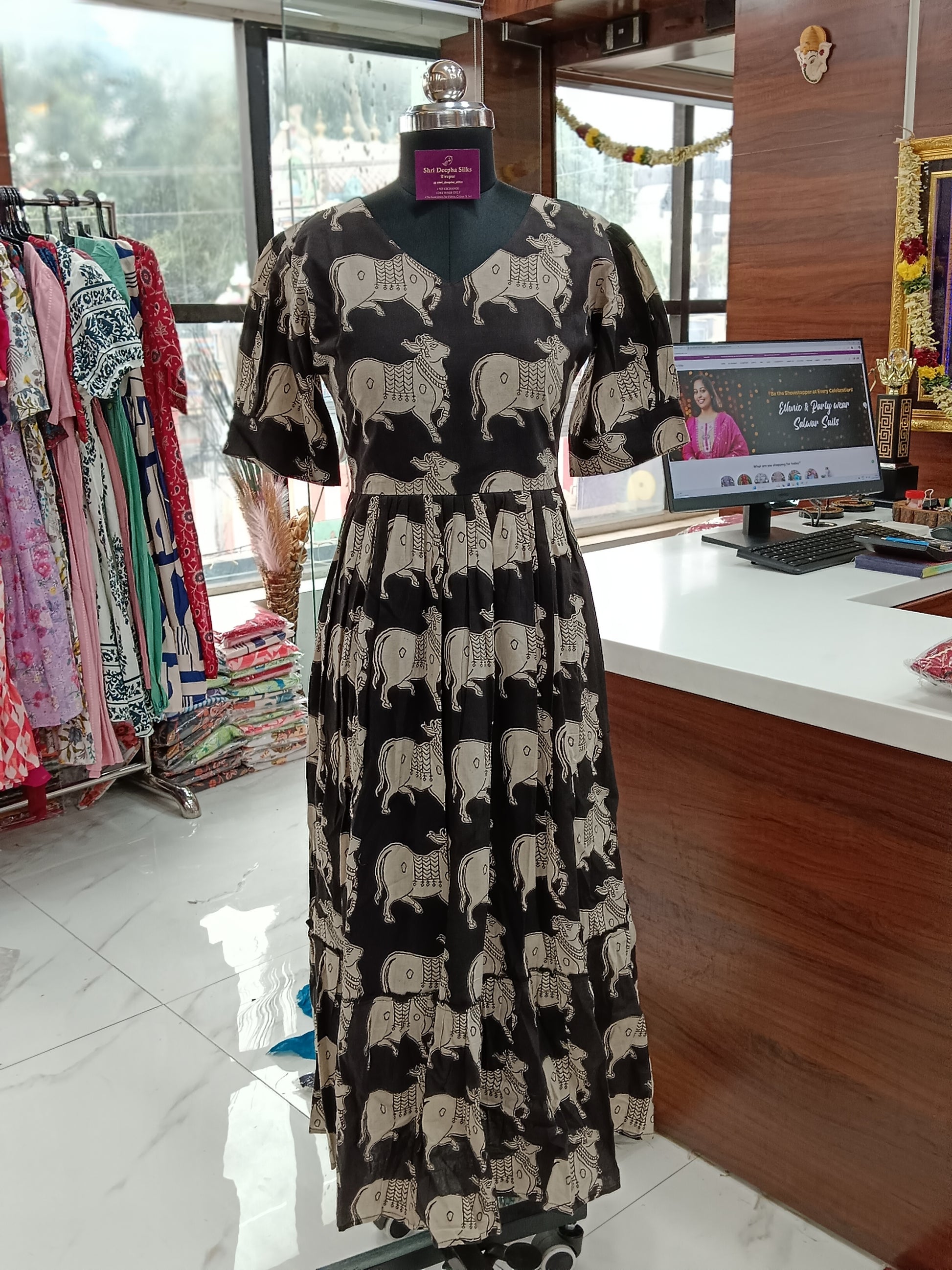 kalamkari midi dress Summer Special Kalamkari Midi Gowns Divisha Collections