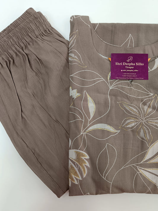 Co Ord with Dupatta - Plum Haze Floral Print