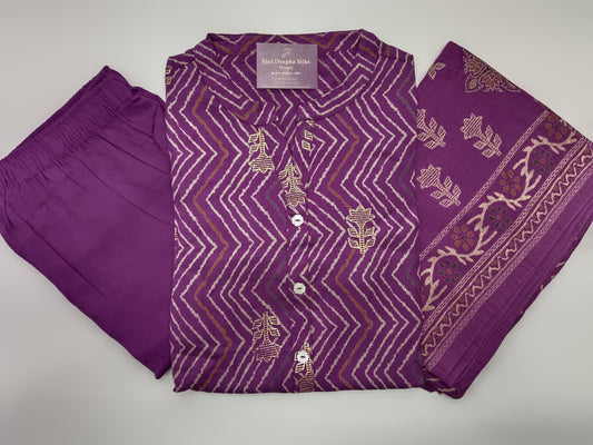 Office Wear Spun Cotton 3 Pcs Salwar Set