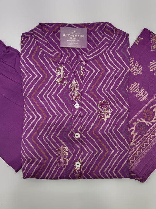 Office Wear Spun Cotton 3 Pcs Salwar Set