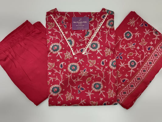 Office Wear Spun Cotton 3 Pcs Salwar Set