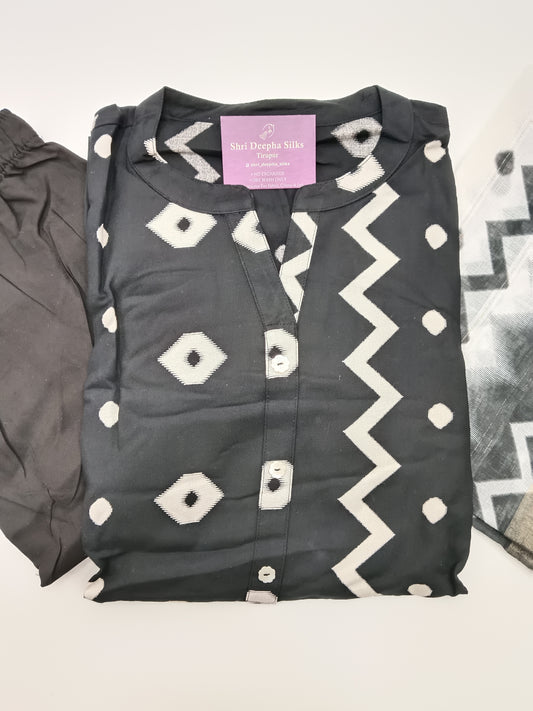 Office Wear Spun Cotton 3 Pcs Salwar Set