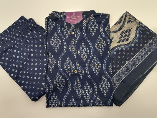 Office Wear Spun Cotton 3 Pcs Salwar Set