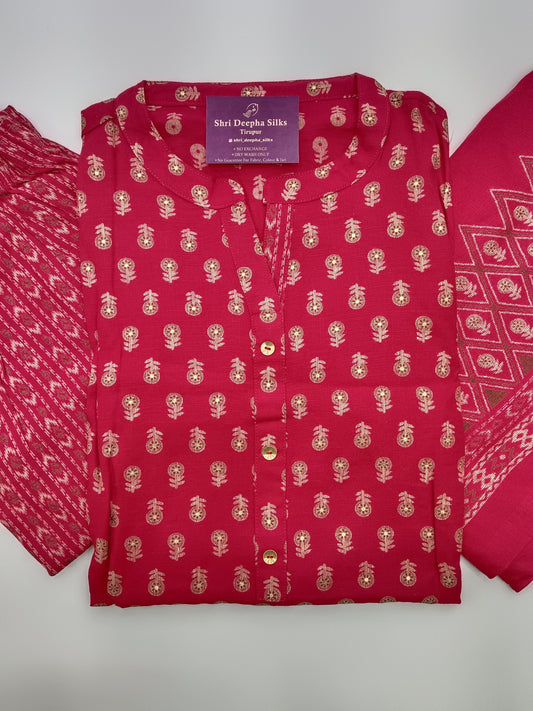 Office Wear Spun Cotton 3 Pcs Salwar Set