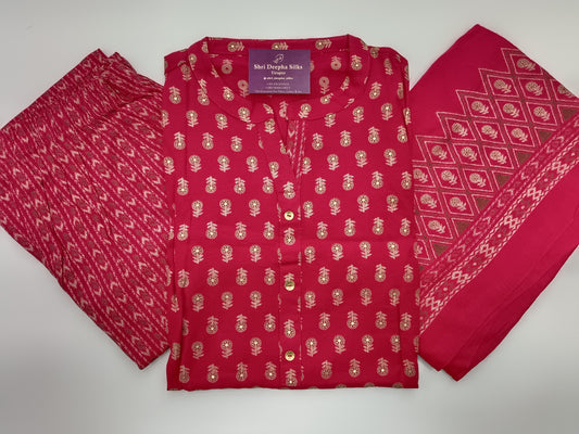Office Wear Spun Cotton 3 Pcs Salwar Set
