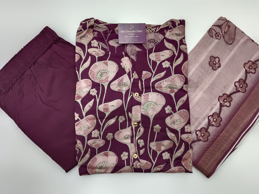 Office Wear Spun Cotton 3 Pcs Salwar Set
