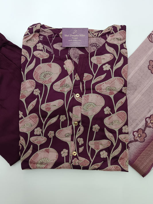 Office Wear Spun Cotton 3 Pcs Salwar Set