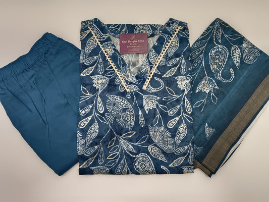 Office Wear Spun Cotton 3 Pcs Salwar Set