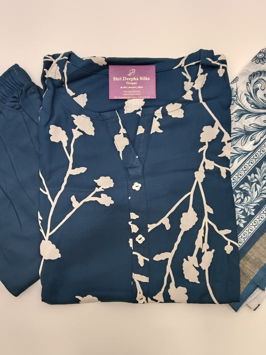Office Wear Spun Cotton 3 Pcs Salwar Set