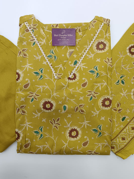 Office Wear Spun Cotton 3 Pcs Salwar Set