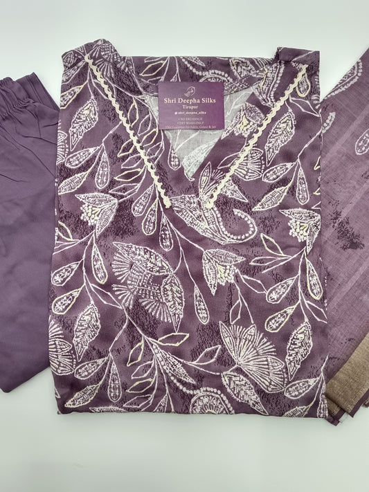 Office Wear Spun Cotton 3 Pcs Salwar Set