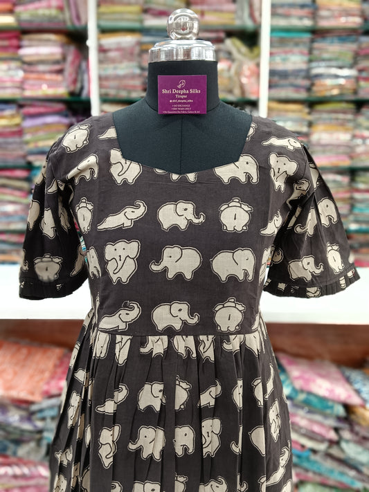 Kalamkari Cotton Puff Midi - KK03