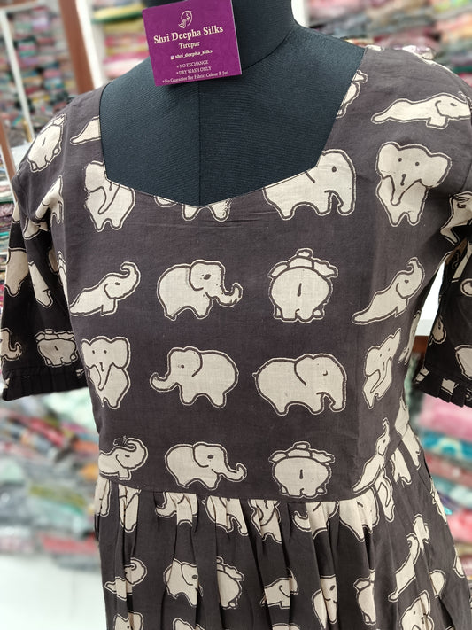 Kalamkari Cotton Puff Midi - KK03
