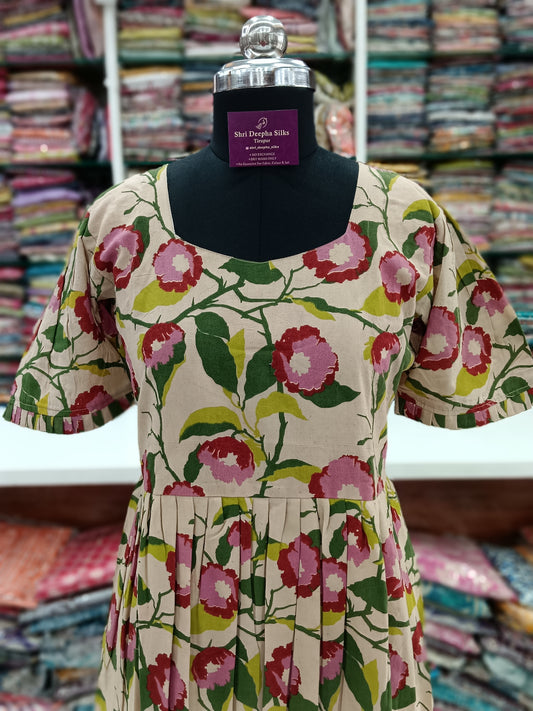 Kalamkari Cotton Puff Midi - KK05