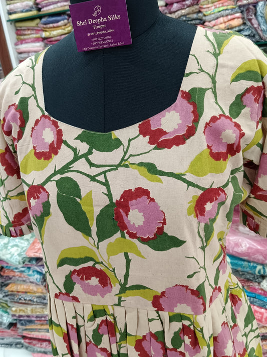Kalamkari Cotton Puff Midi - KK05