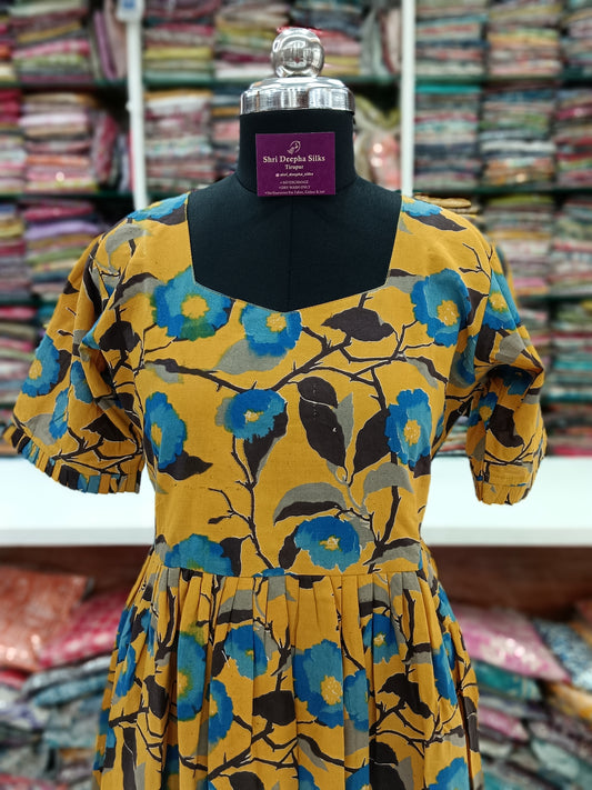 Kalamkari Cotton Puff Midi - KK07