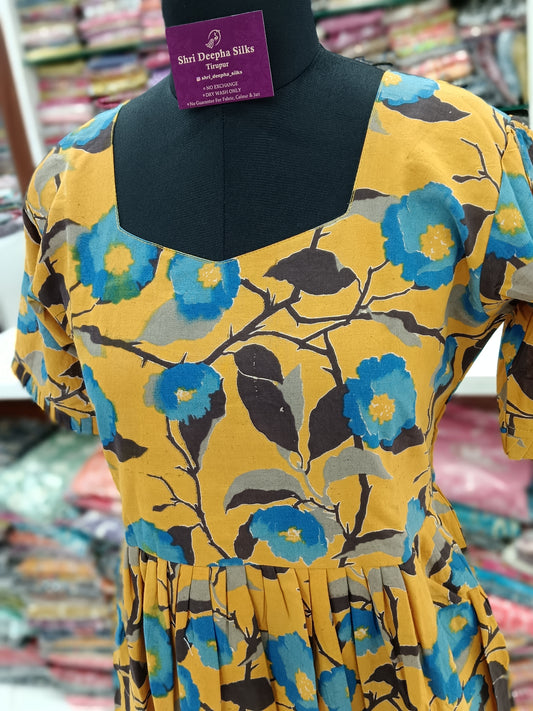 Kalamkari Cotton Puff Midi - KK07