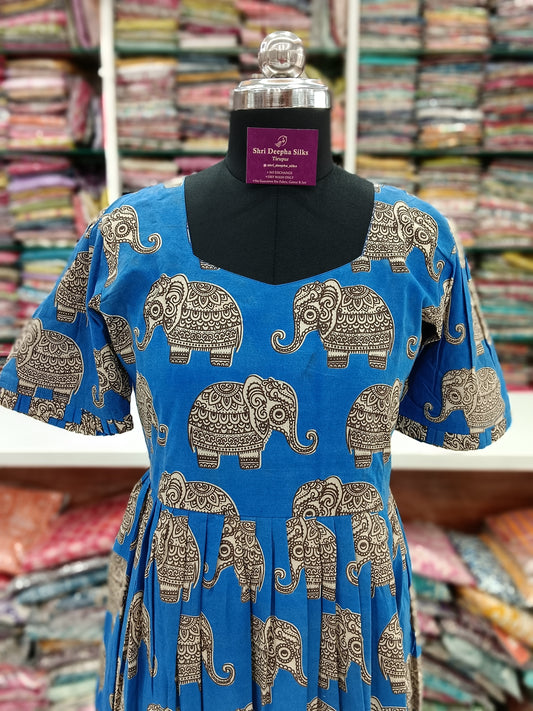 Kalamkari Cotton Puff Midi - KK08