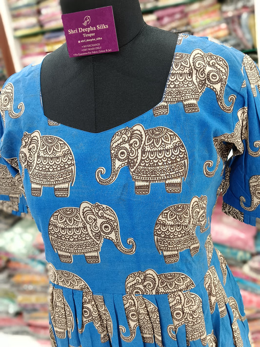 Kalamkari Cotton Puff Midi - KK08