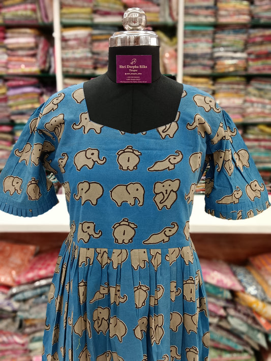 Kalamkari Cotton Puff Midi - KK10