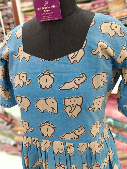 Kalamkari Cotton Puff Midi - KK10