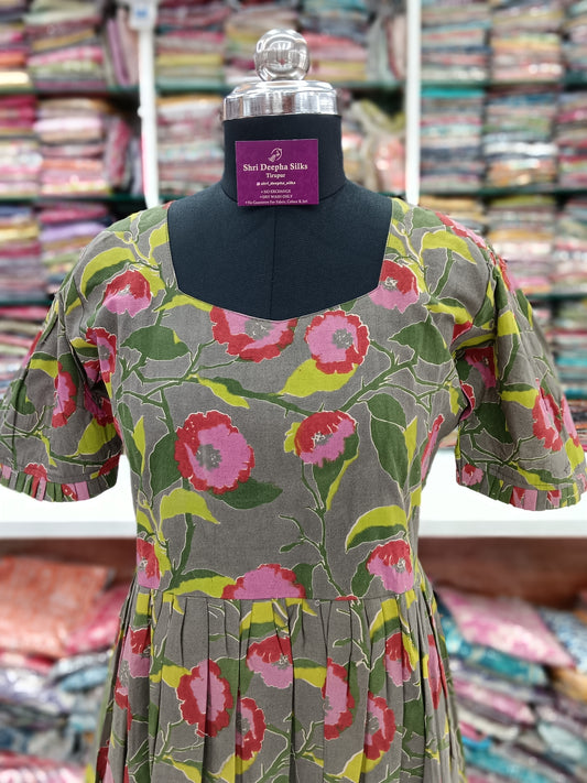 Kalamkari Cotton Puff Midi - KK11