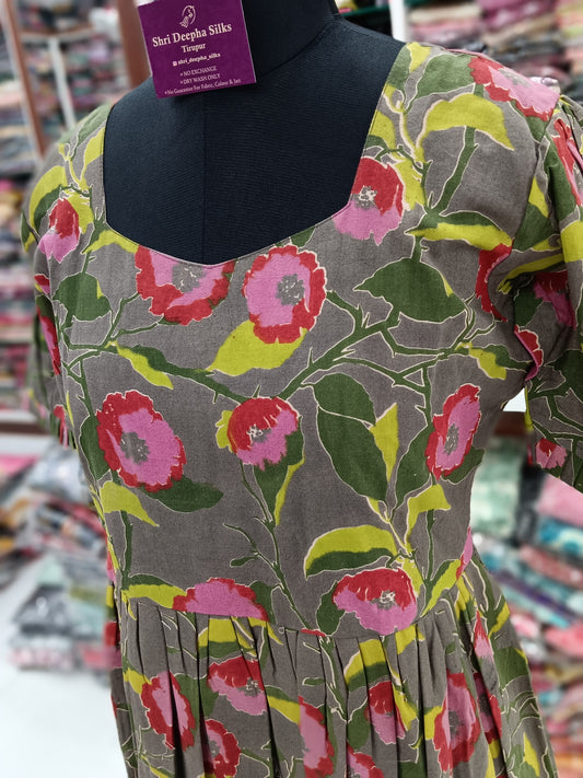 Kalamkari Cotton Puff Midi - KK11