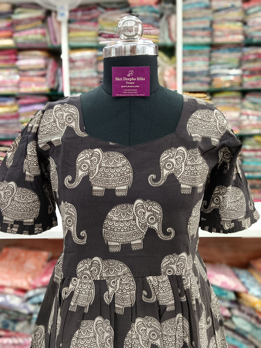 Kalamkari Cotton Puff Midi - KK12