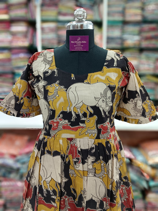 Kalamkari Cotton Puff Midi - KK13