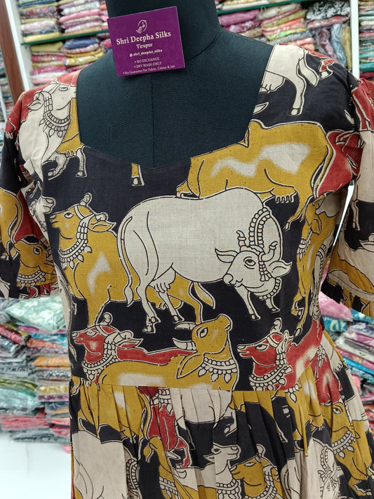Kalamkari Cotton Puff Midi - KK13