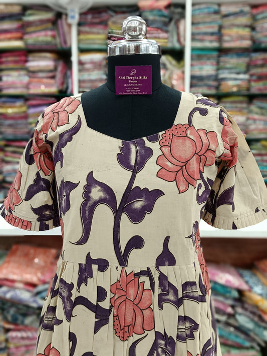 Kalamkari Cotton Puff Midi - KK14