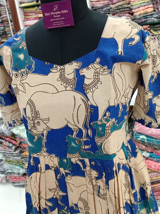 Kalamkari Cotton Puff Midi - KK16