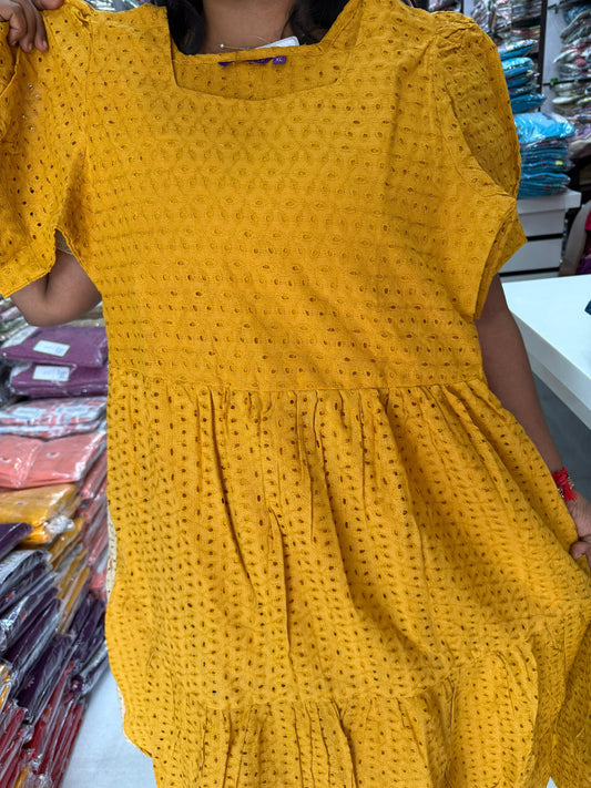Hakoba Plain Puff Midi - Mustard - HPM02