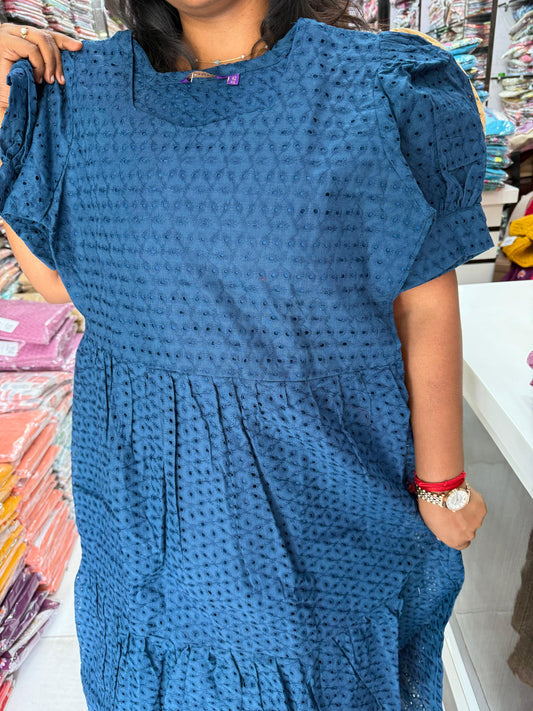 Hakoba Plain Puff Midi - Blue - HPM03