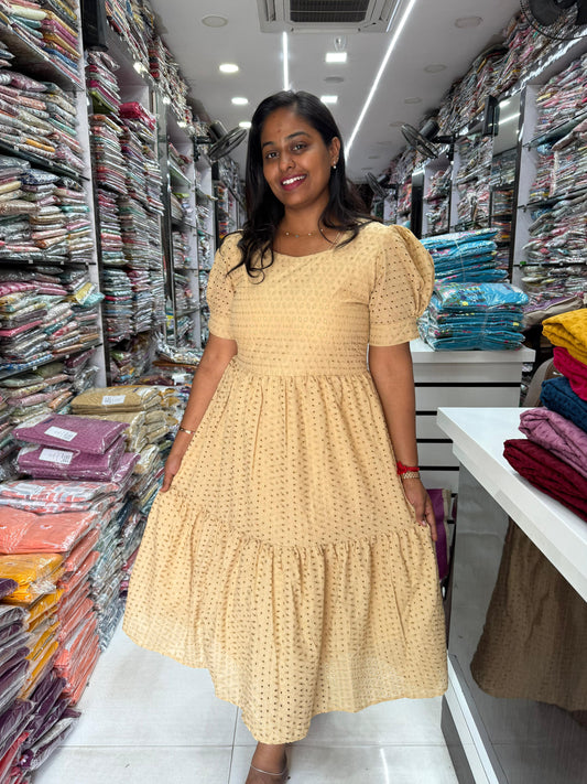 Hakoba Plain Puff Midi - Cream - HPM01
